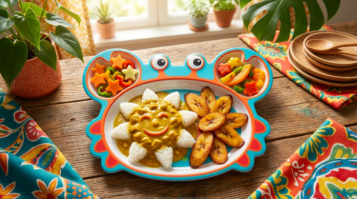 Assiette créole ludique préparée pour un enfant