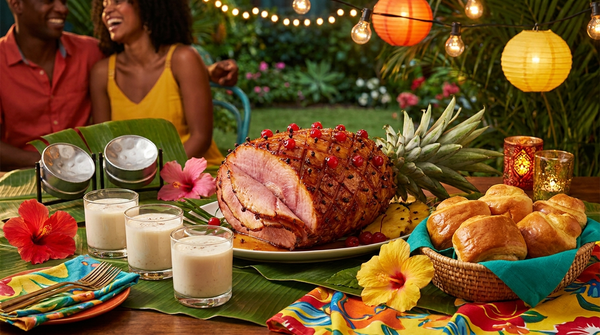 Noël créole : jambon glacé, punch coco, pain au beurre